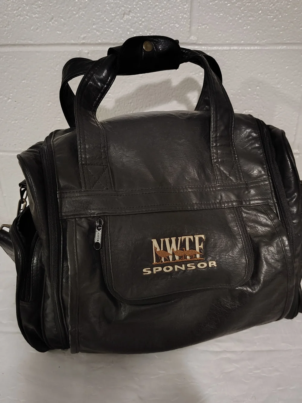 NWTF Sponsor Black Leather Travel Duffel Bag
