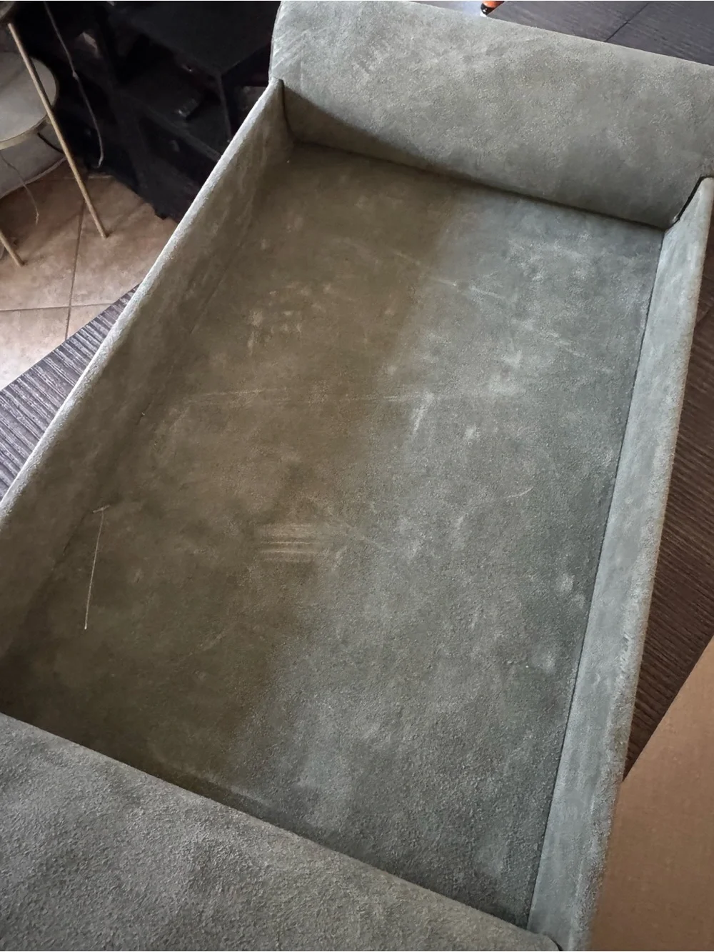 Crate&Barrel Ruff Green Suede Decorative Tray by Brigette Romanek
