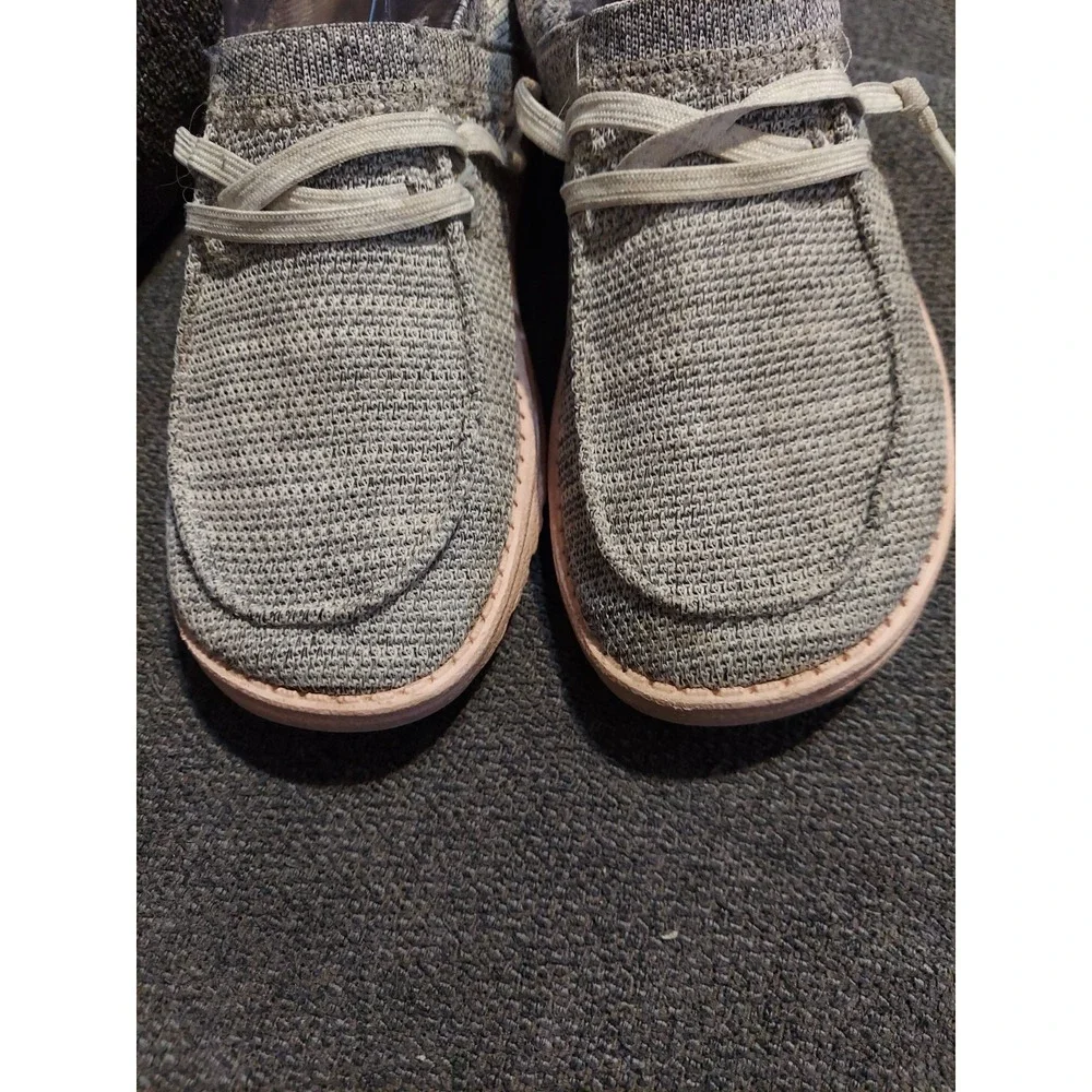 Hey Dude Wendy Sox Glacier Grey Slip On Shoes Pink Soles Casual Women's Size 9