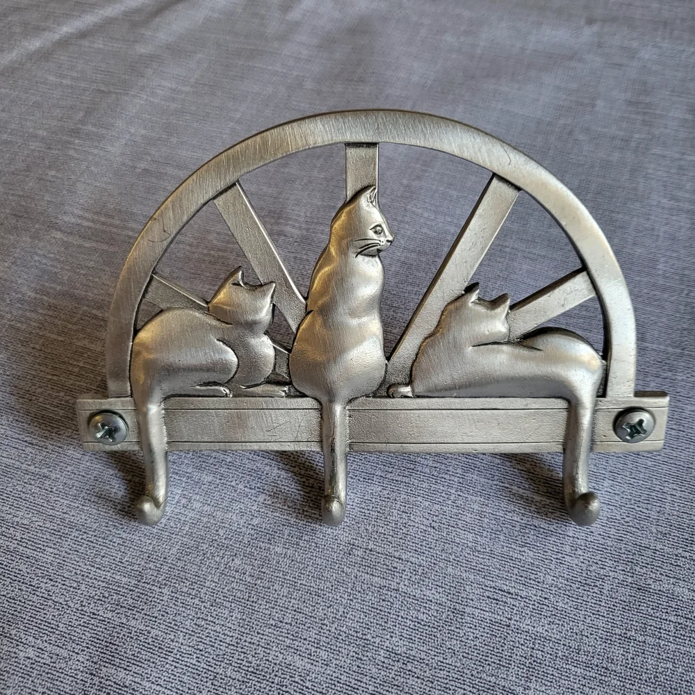 Pewter Silver Cat Wall Hook
