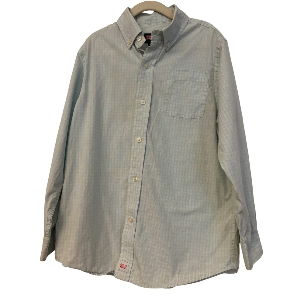 Vineyard Vines Kids Murray Shirt‎ Blue Green Plaid Button Down Cotton Size 6