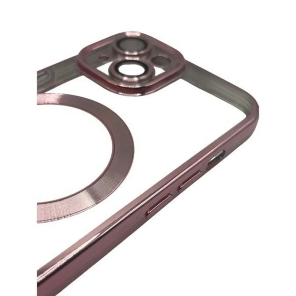 iPhone 15 Plus Clear‎ Protective Case Pink Metallic Trim NEW