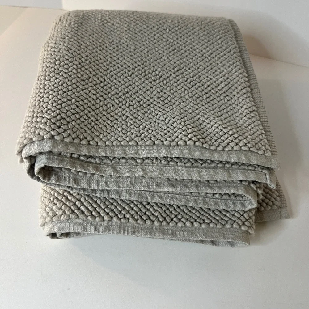 Hotel Collection Tub Mat Flax Cotton 20x30 Inch Made Turkey Plush Textured‎ New