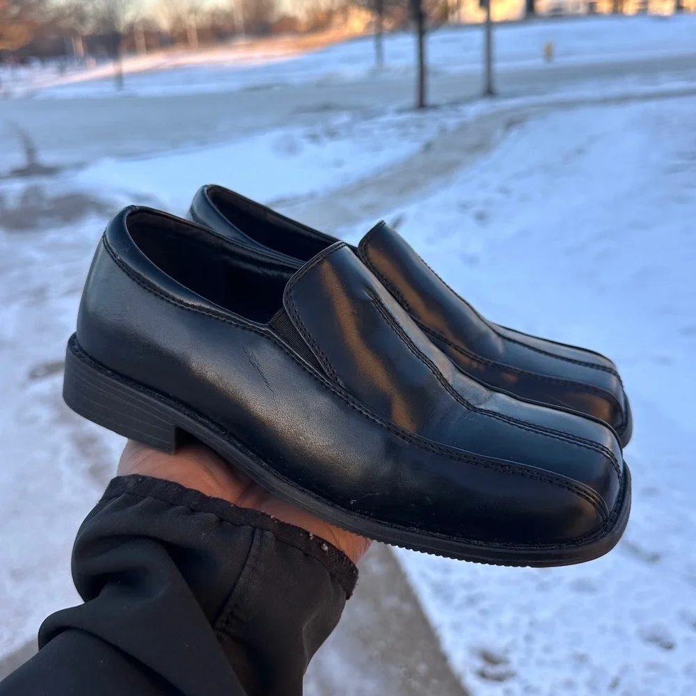 Stacy Adams‎ Little Boys Slip On Faux Leather Loafers Size 2 Black Dress Shoes
