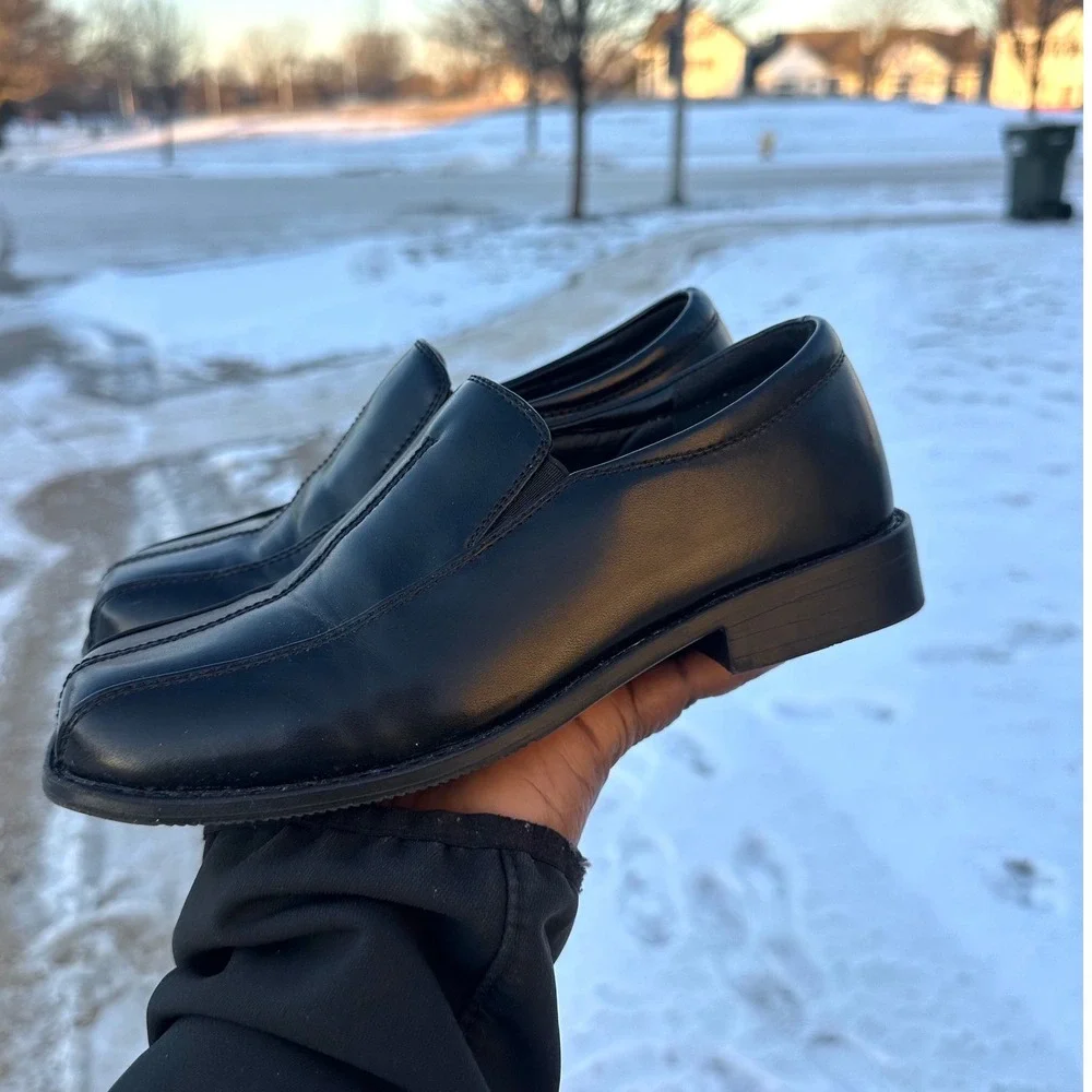 Stacy Adams‎ Little Boys Slip On Faux Leather Loafers Size 2 Black Dress Shoes