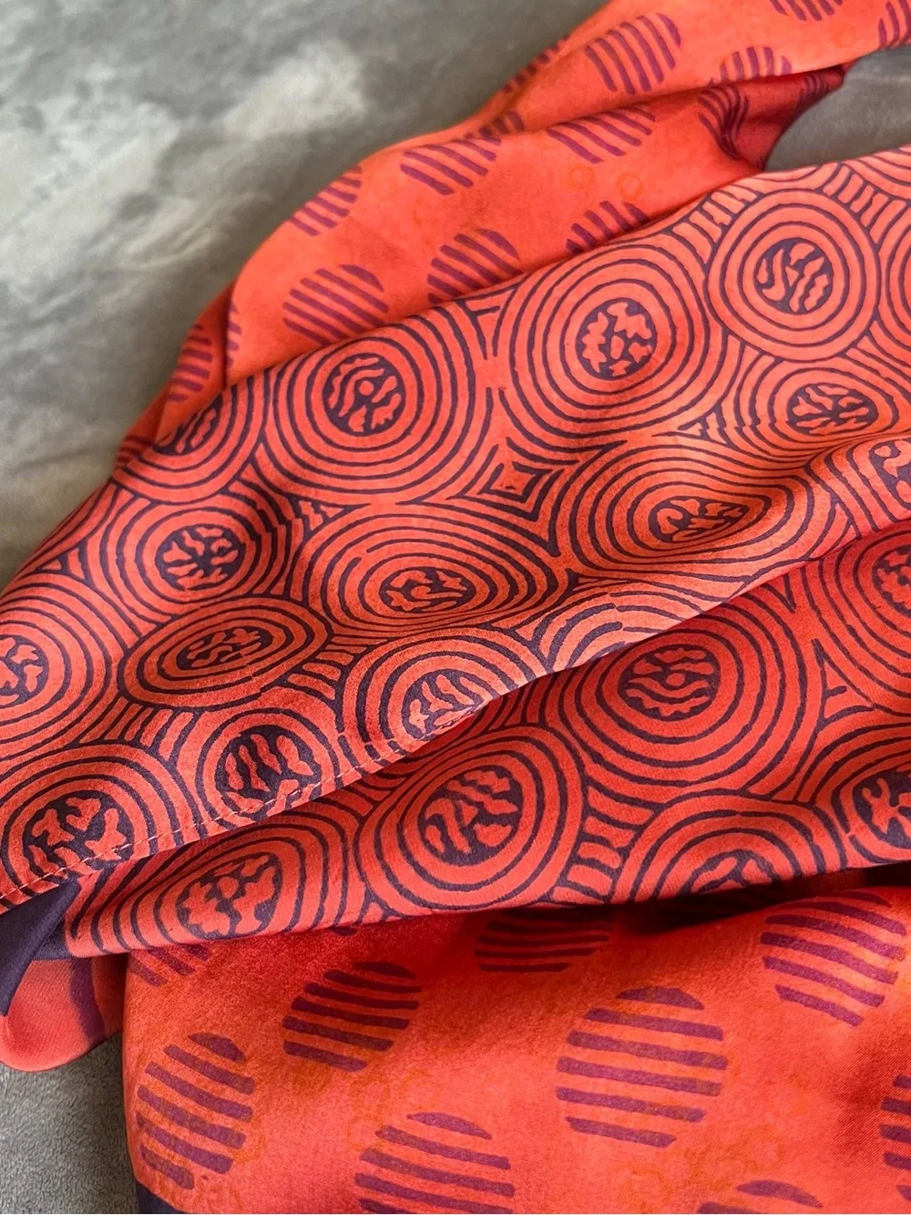 Harshita Red and Navy Patterned Silk Scarf
