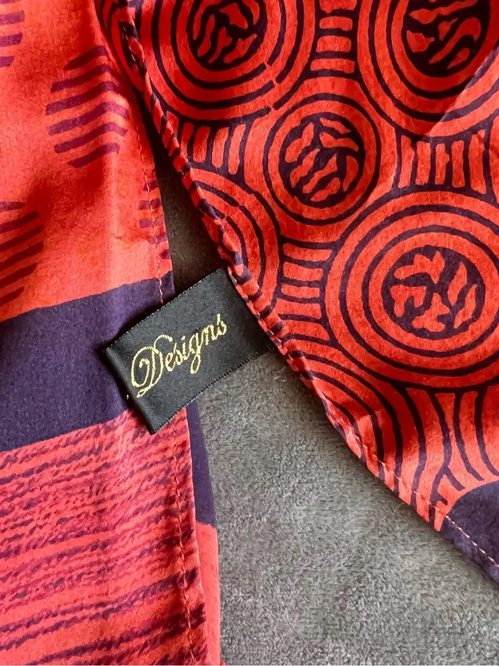 Harshita Red and Navy Patterned Silk Scarf