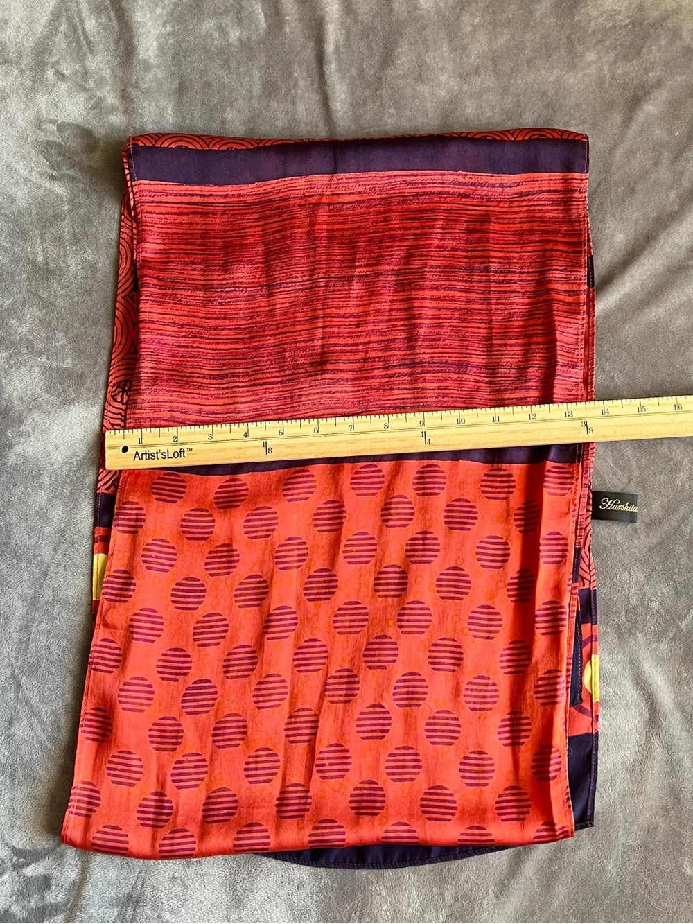 Harshita Red and Navy Patterned Silk Scarf