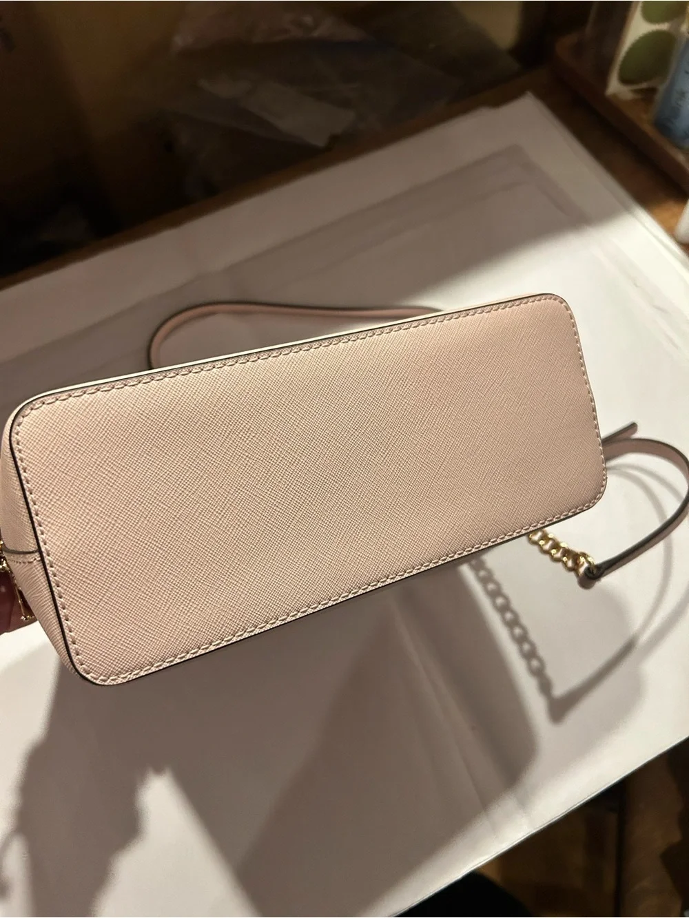 Michael Kors Pink Saffiano Crossbody with Gold Chain