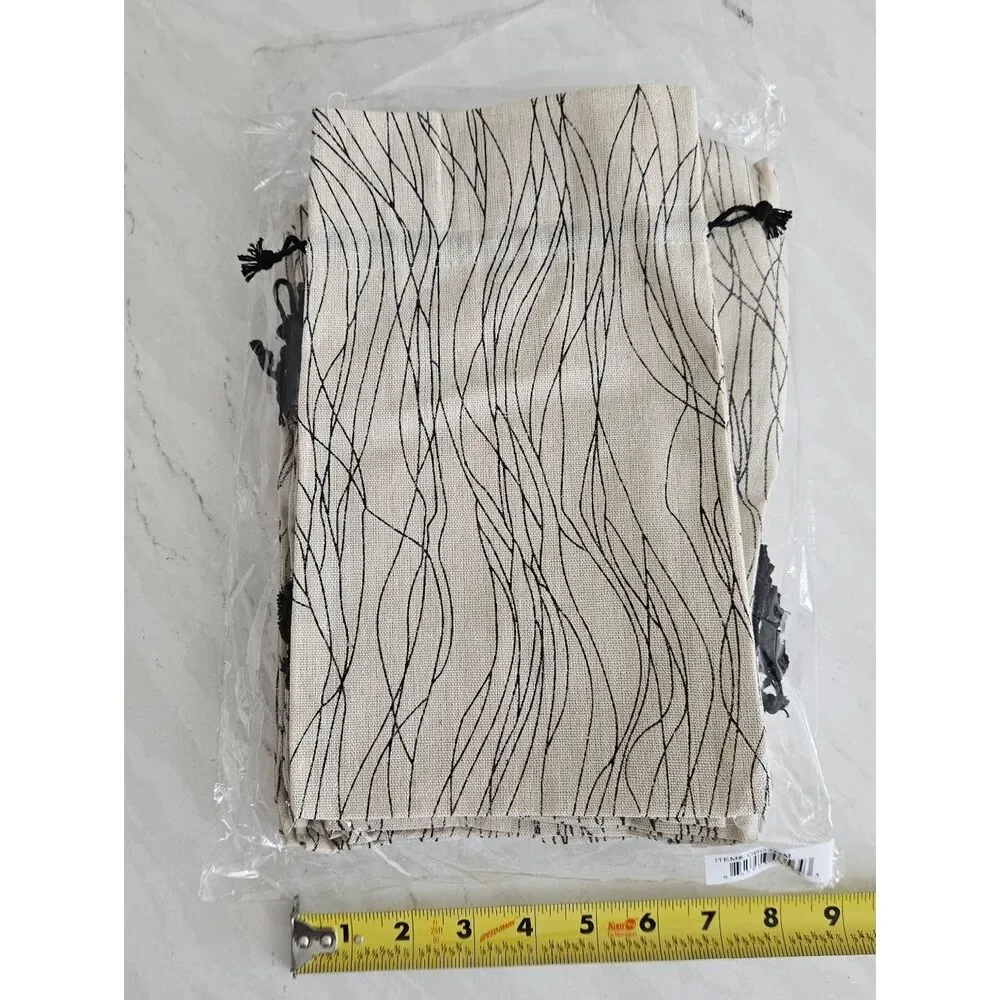 Beige and Black Drawstring Pouch Set Of 20 Large Size