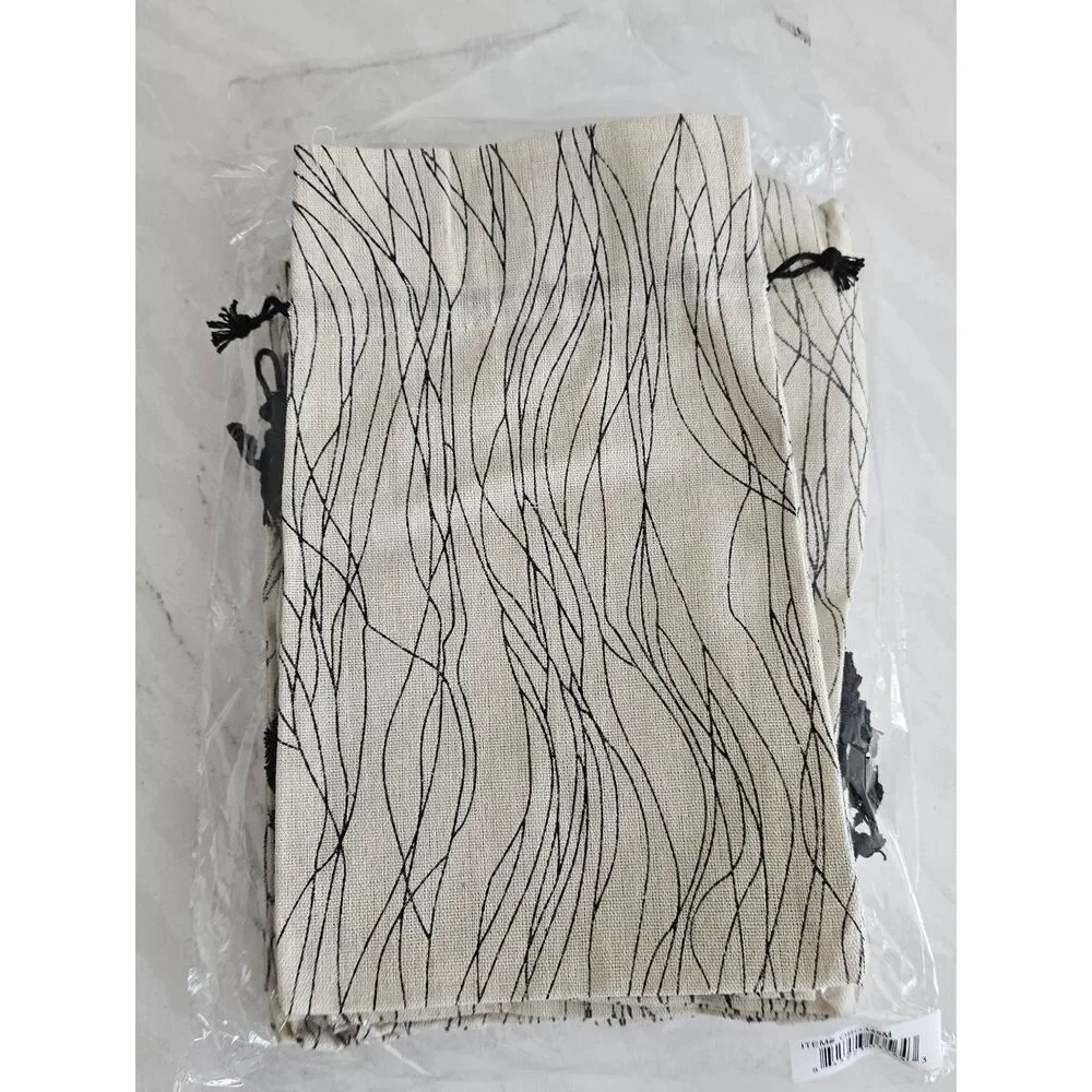 Beige and Black Drawstring Pouch Set Of 20 Large Size