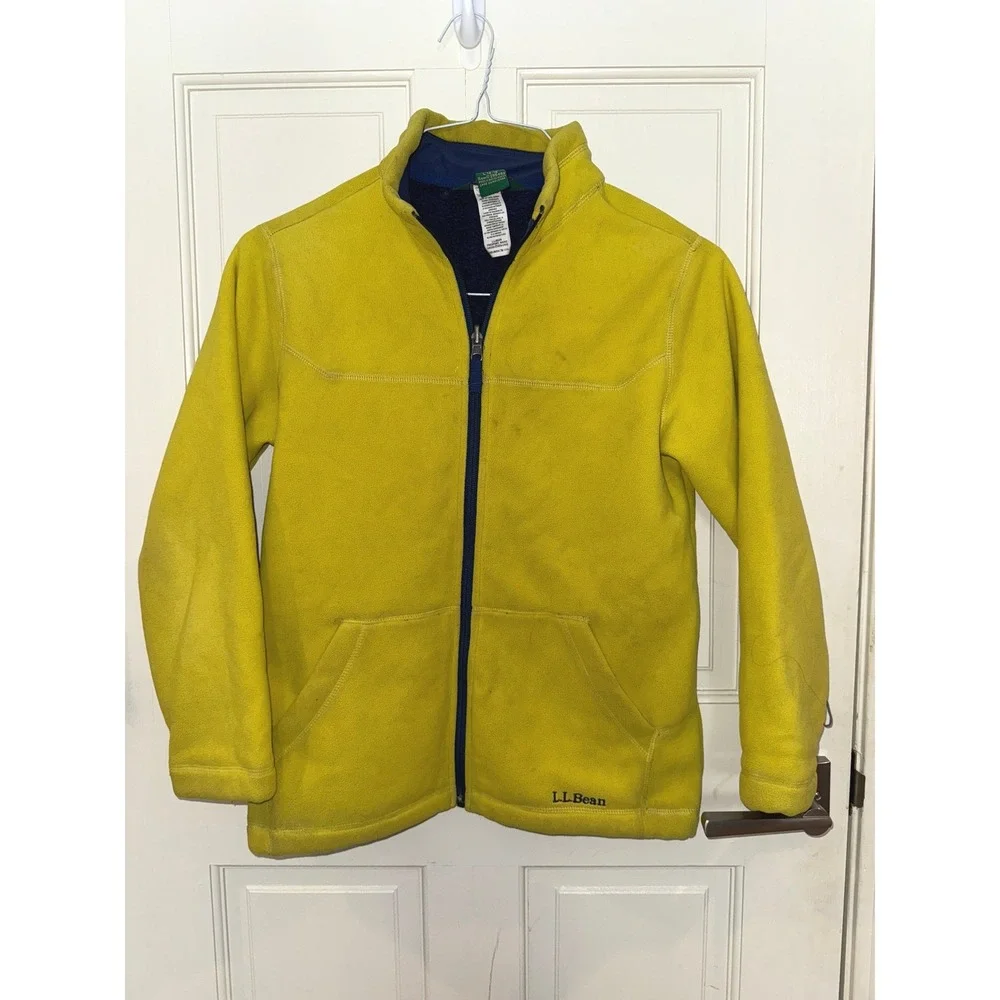 L.L. Bean‎ Boys Youth Size Medium Gray Navy Blue Zip Up Jacket 295452