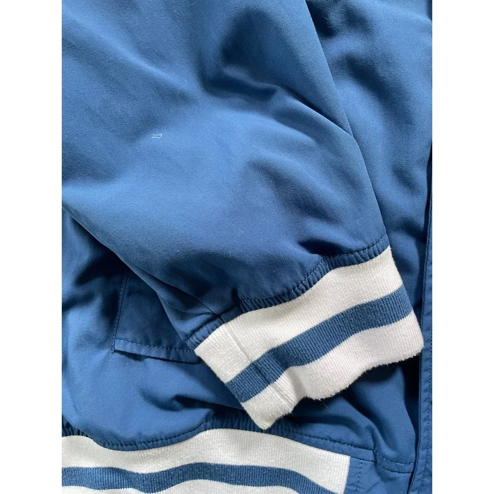 AE American Eagle‎ Mens XXL Bomber Jacket Blue Striped Cuffs Trim Lined Premium