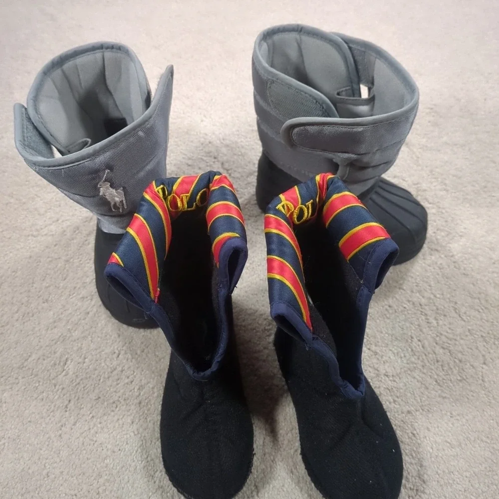 Polo Ralph Lauren Vancouver EZ Snow Boots Toddler Unisex Size 5 Waterproof Gray
