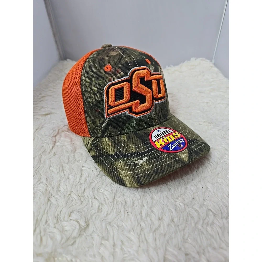 Zephyr Oklahoma State Cowboys Flex Fit Youth Kids‎ Hat Cap Camo Hunting Orange