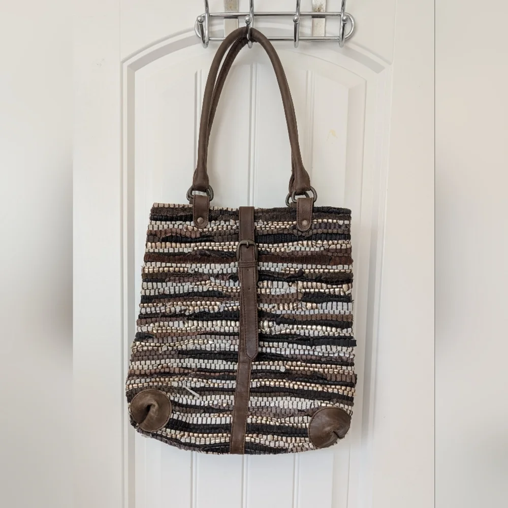 Chindi Rug Bag‎ Tote In Brown Metallic