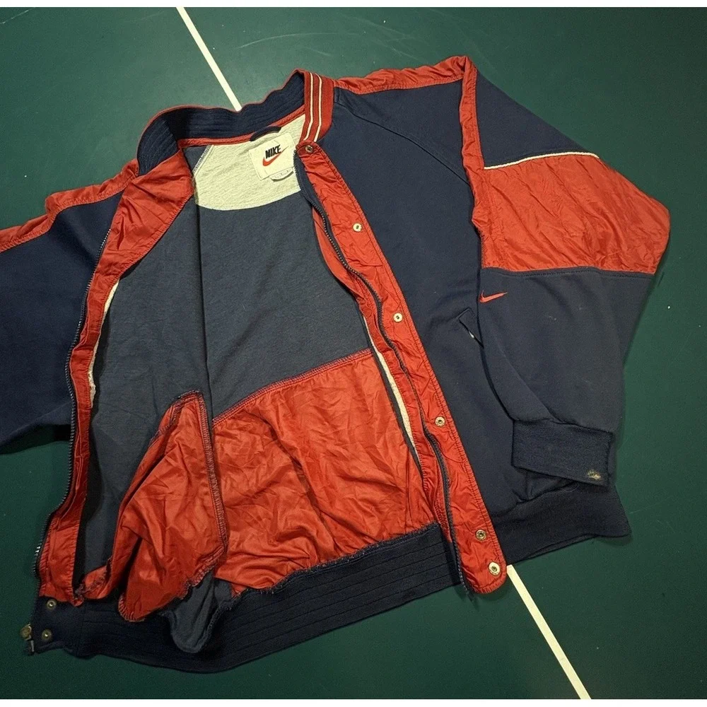 Vintage 90's Nike Bomber Jacket Track Jacket swoosh Red‎ Blue Color Block Size L