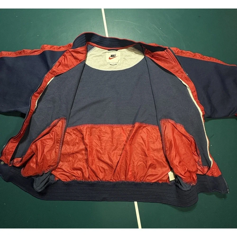 Vintage 90's Nike Bomber Jacket Track Jacket swoosh Red‎ Blue Color Block Size L