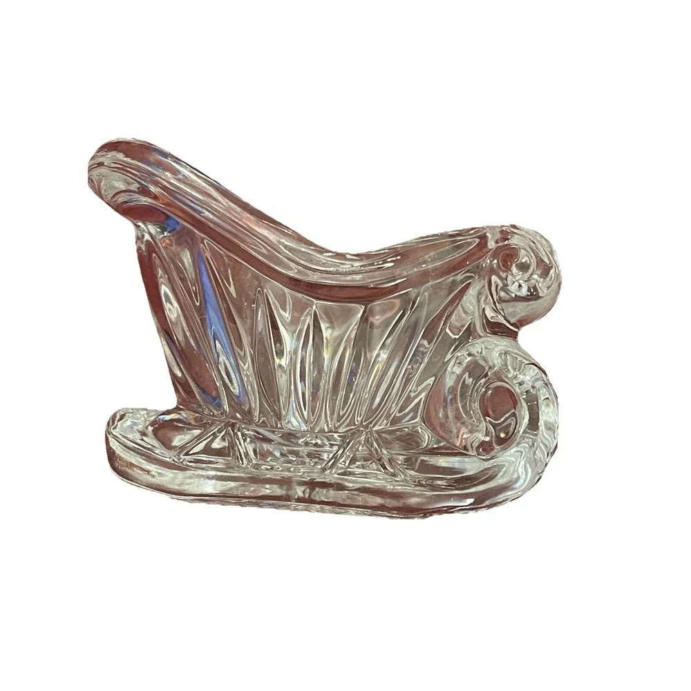 Vintage‎ 24% Lead Crystal Santa Sleigh, Soaker Tub Bathroom Soap dish Heavy Gift