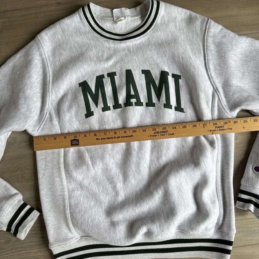 Champion Reverse‎ Weave Crewneck University Of Miami Hurricanes Small Adult