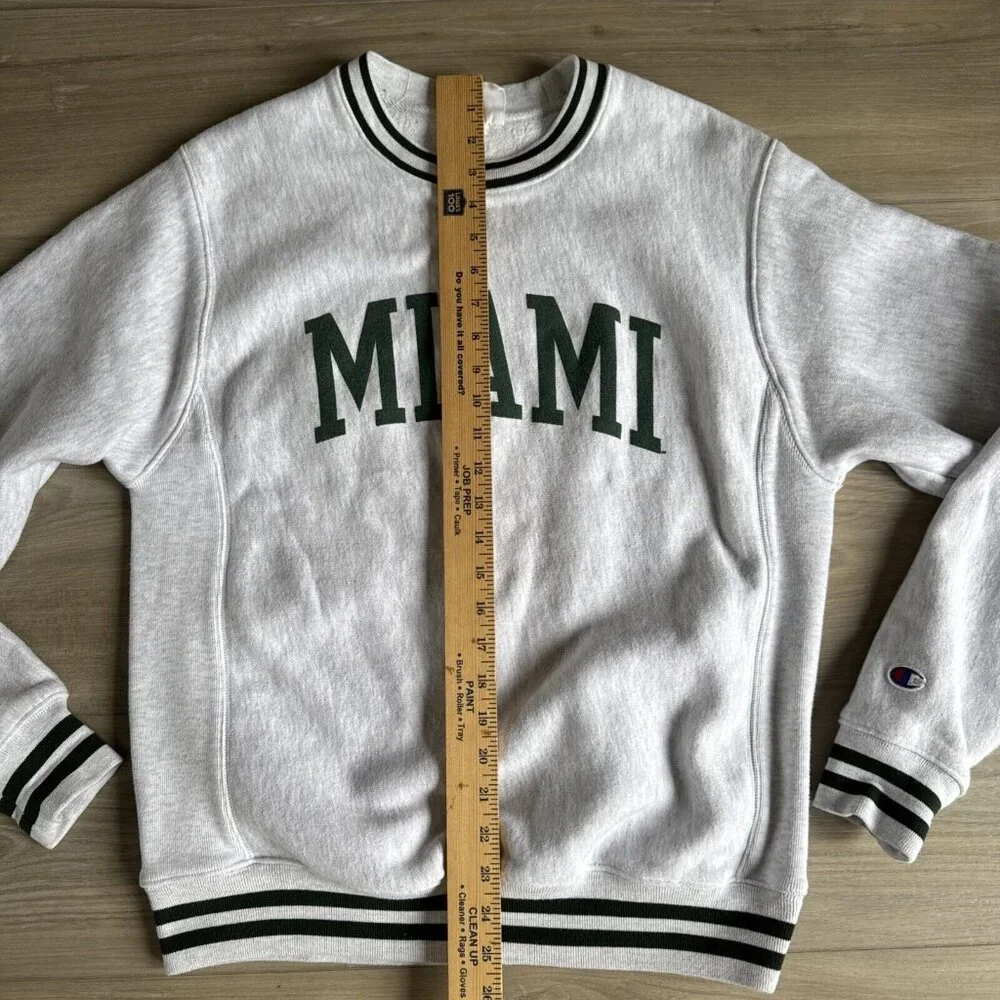 Champion Reverse‎ Weave Crewneck University Of Miami Hurricanes Small Adult