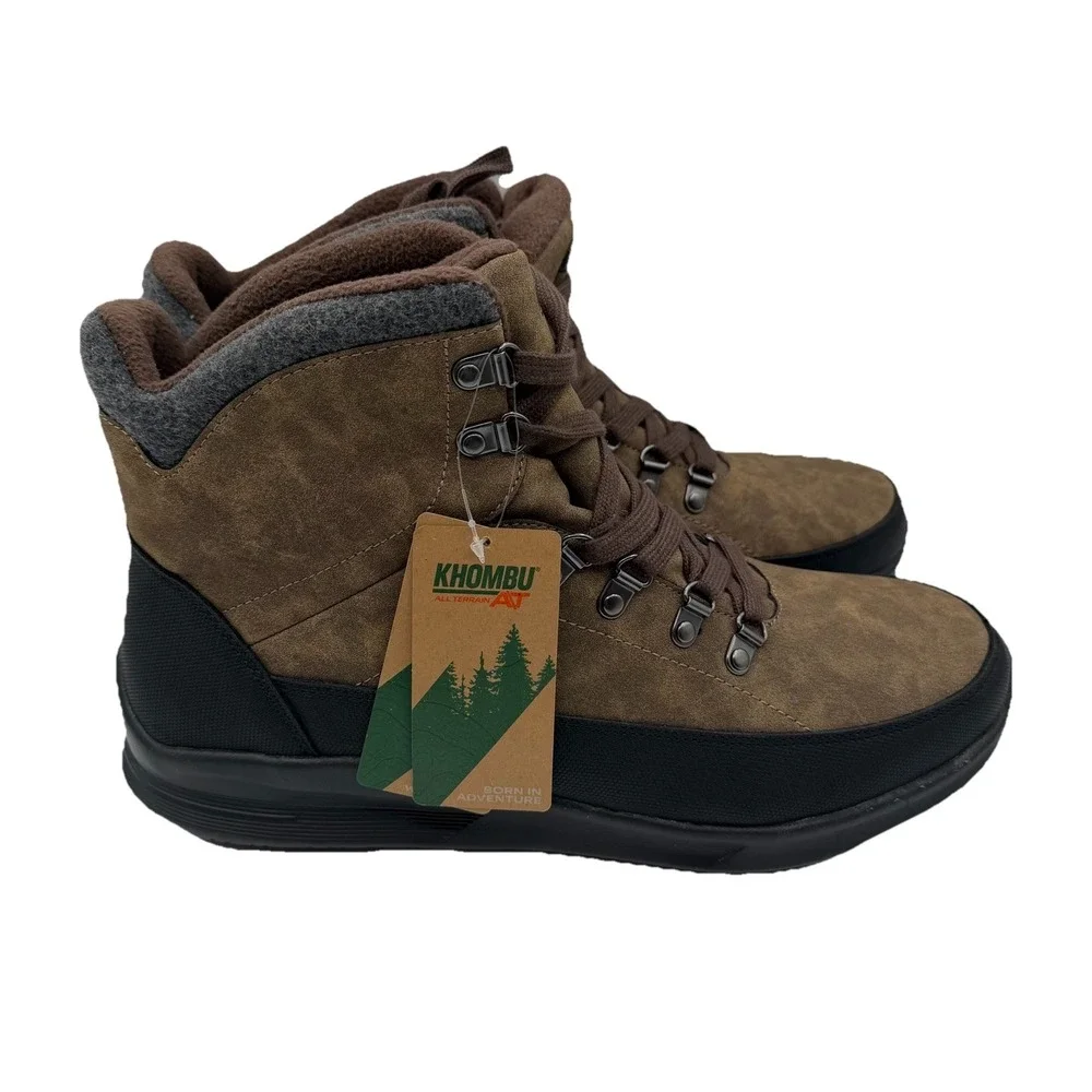 Khombu AT Cascade Boots Mens 13 M Brown All Terrain Hiking Lined Water Resistant