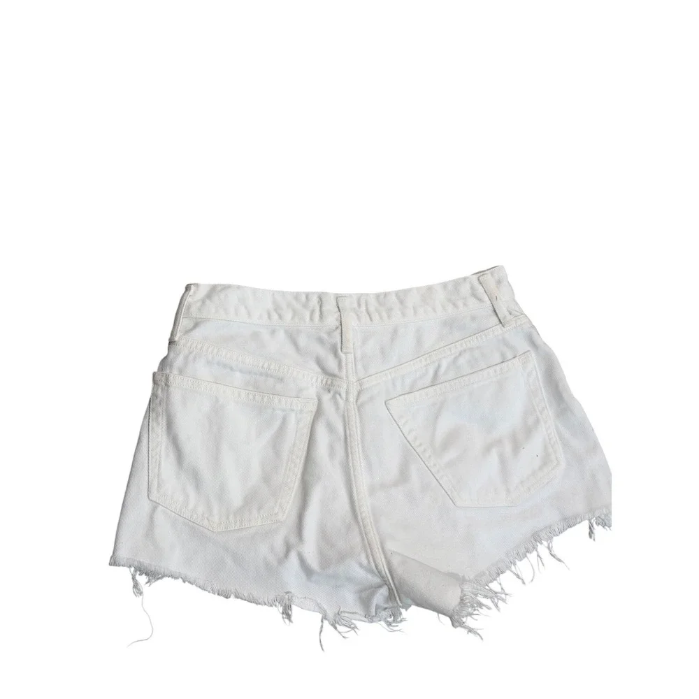 AGOLDE Mid-Rise Cut-Off Denim Shorts Repose White Button Fly Parker 26