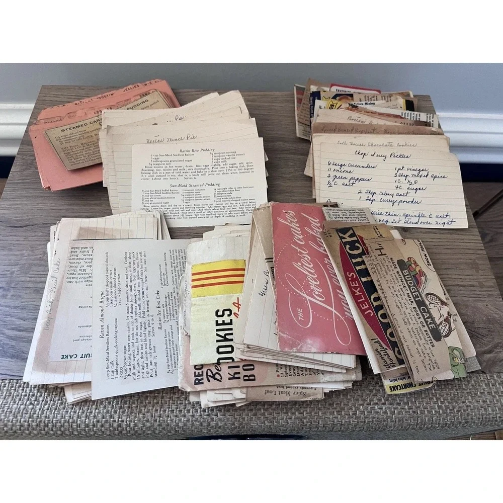 110 Vintage Handwritten, Hand Typed & Cutouts Recipe Cards Grandma Core MCM