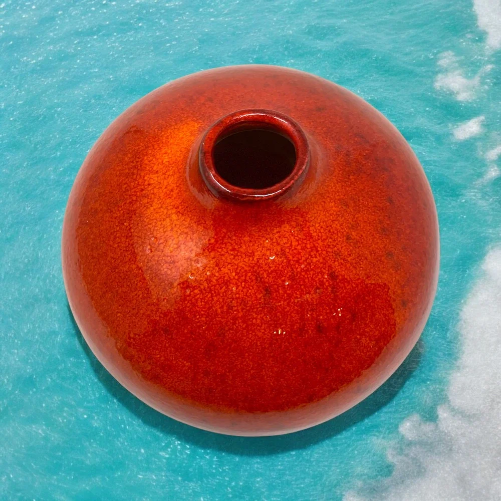 Vintage Crate & Barrel Dipped Glazed Red Stoneware Reactive Bud Vase 5