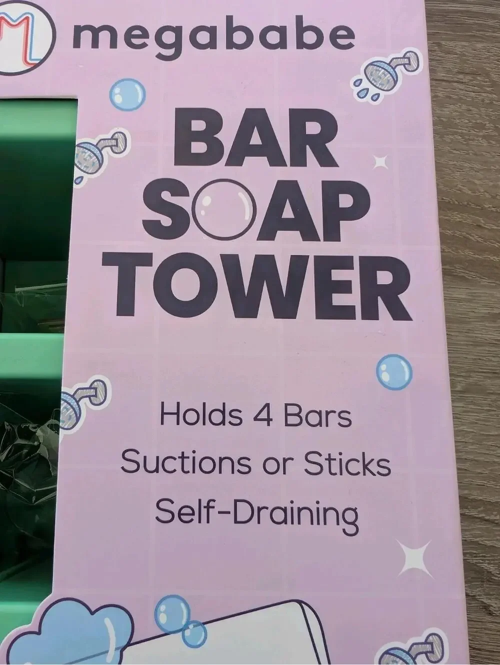 NEW Megababe 4-Tier Bar Soap Tower | Holds 4 Bars | Suctions Self-Draining
