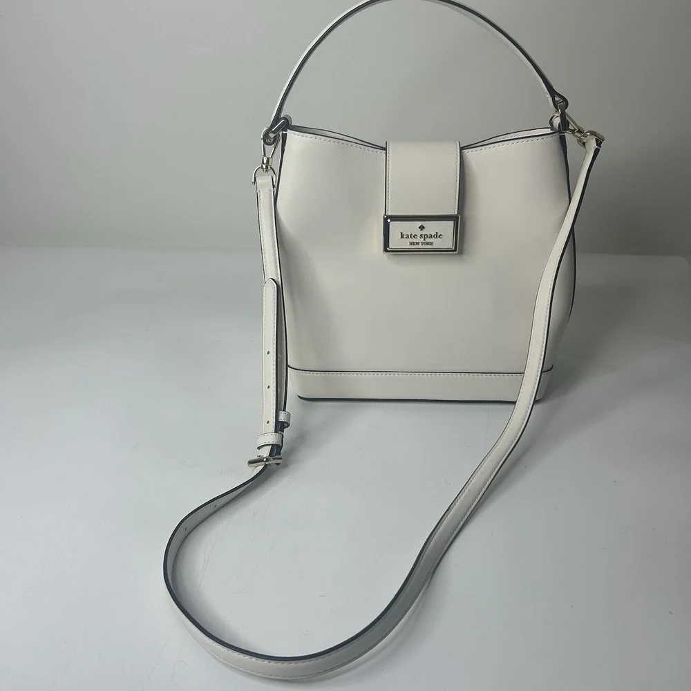Kate Spade Reegan Bucket Bag Smooth Leather Meringue White