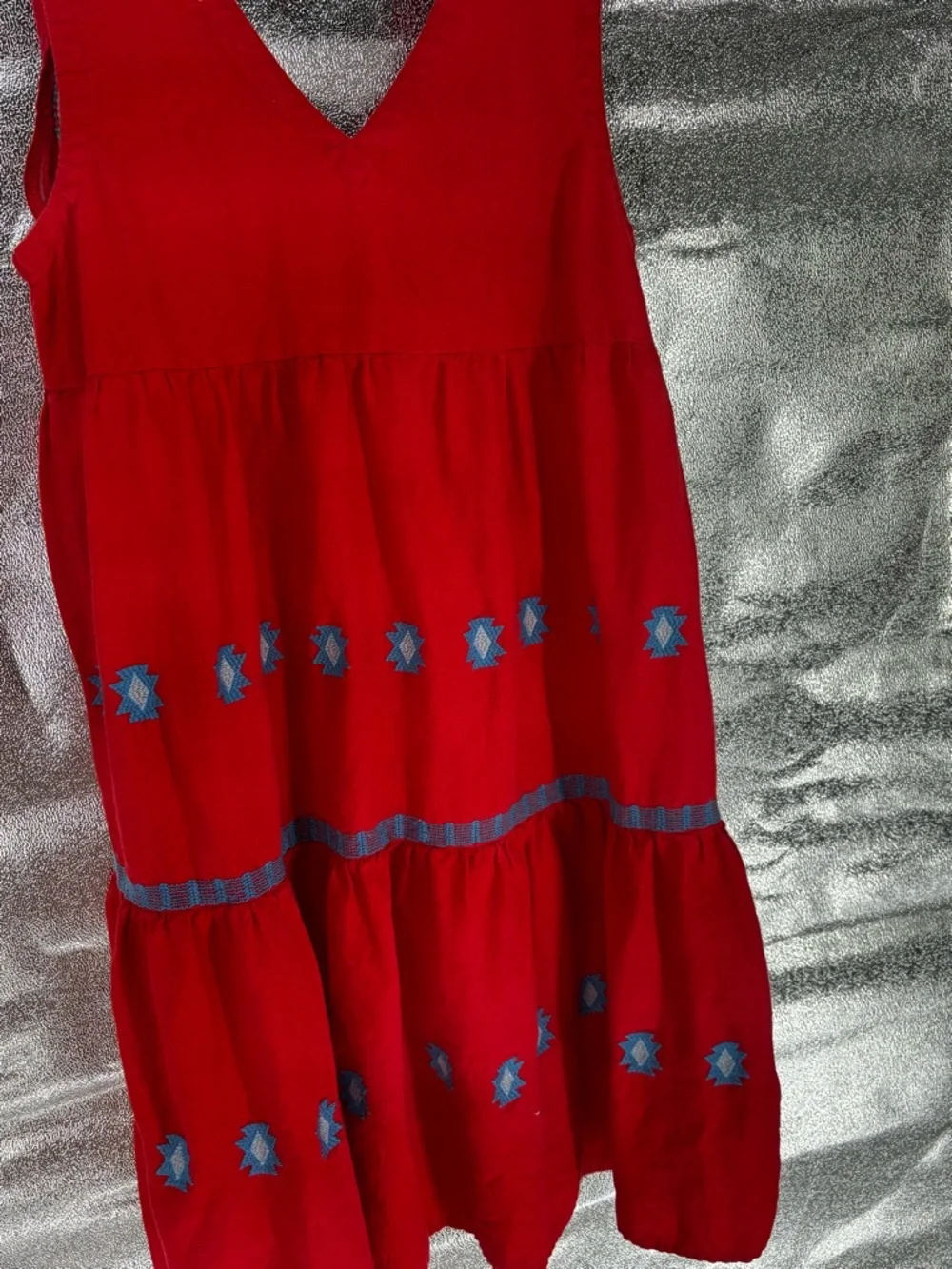 Loft Linen Blend Boho Tiered Dress