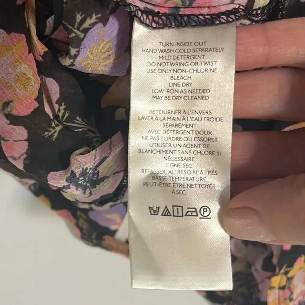 Free People Maybel Floral Ruffle Crop Top Women's Size Small
