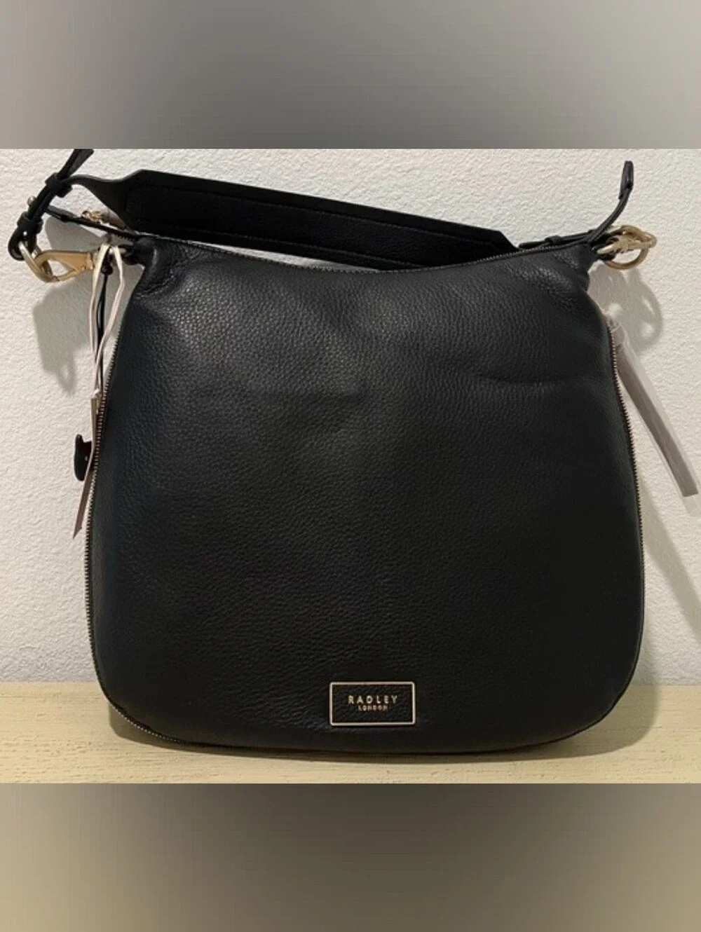 Radley London Pudding Lane Ziptop Hobo In Soft Pebbled Black Leather NWT