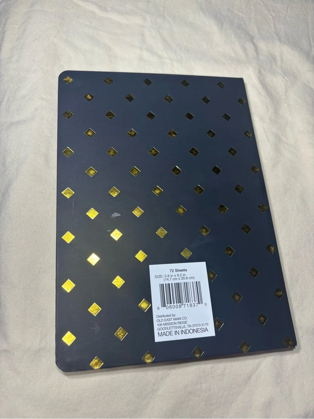New Black Notebook with Gold Diamond Pattern Diary Journal 72 Pages