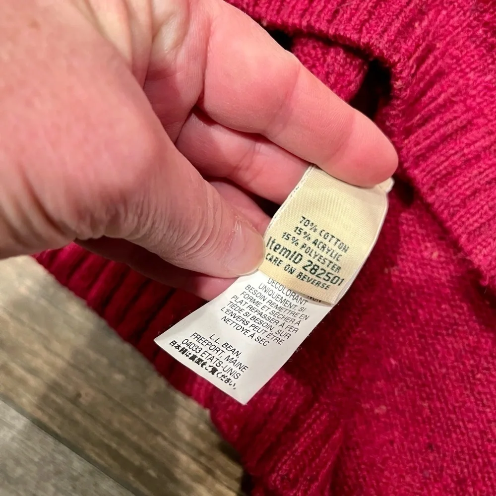 LL Bean Womens vintage Sz L Thick Chunky Speckled Red Knit Turtleneck Sweater