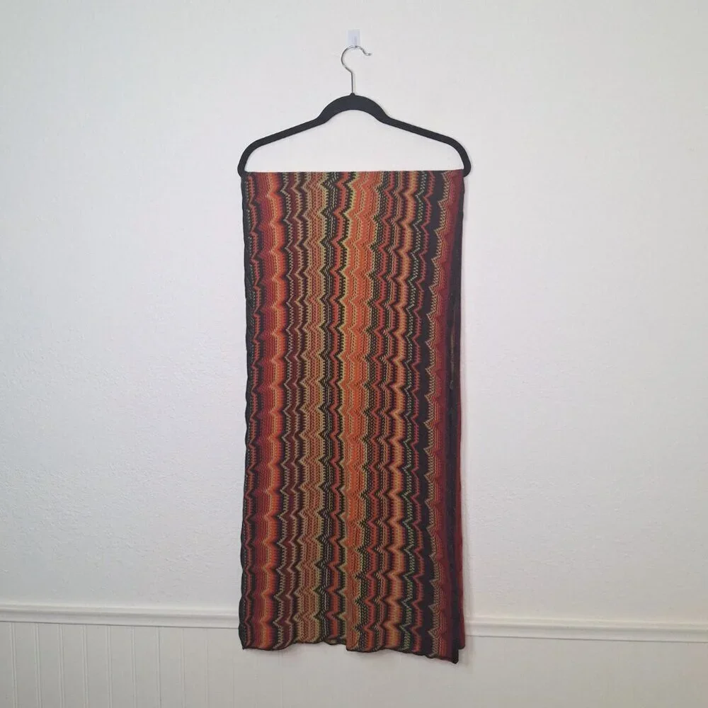 Cotton On Boho Scarf Multicolor 70 X 22 Knit Colorful Artsy Retro 70s