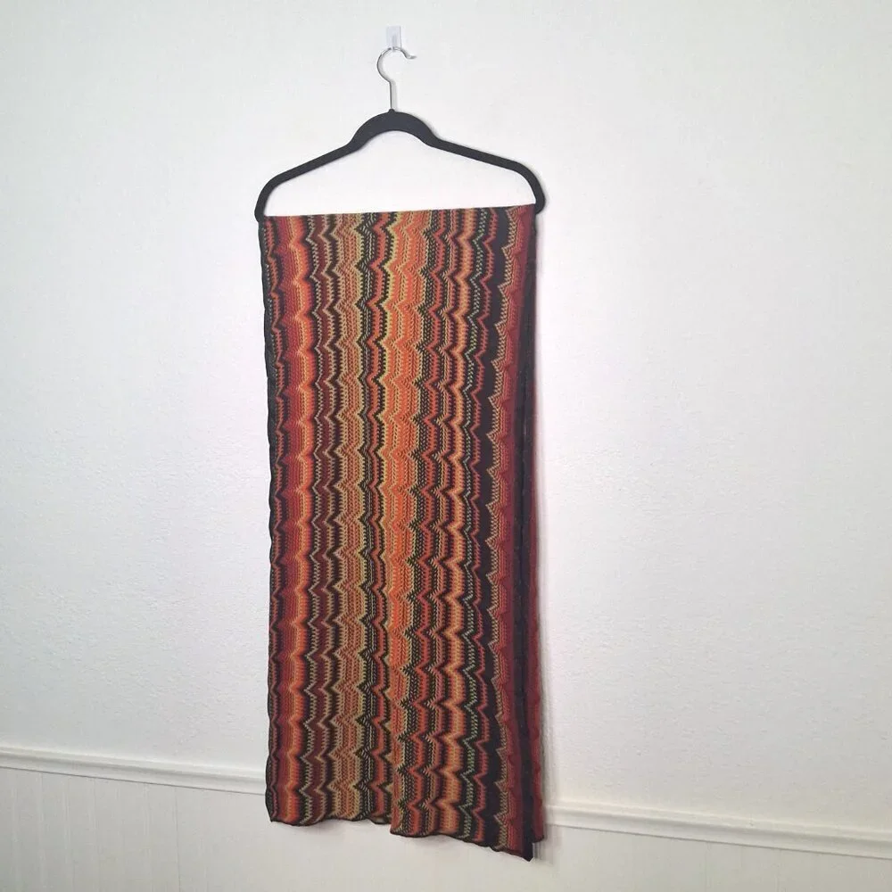 Cotton On Boho Scarf Multicolor 70 X 22 Knit Colorful Artsy Retro 70s
