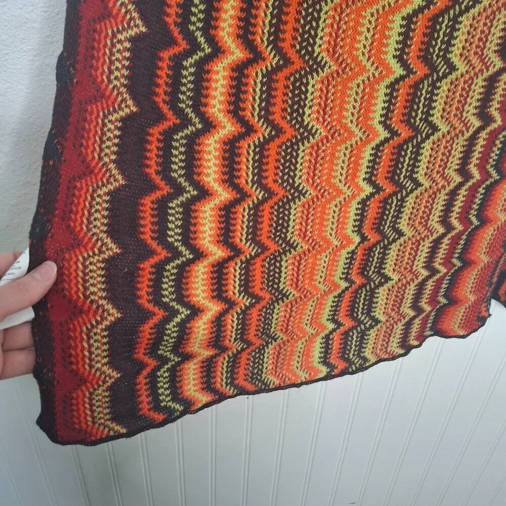 Cotton On Boho Scarf Multicolor 70 X 22 Knit Colorful Artsy Retro 70s
