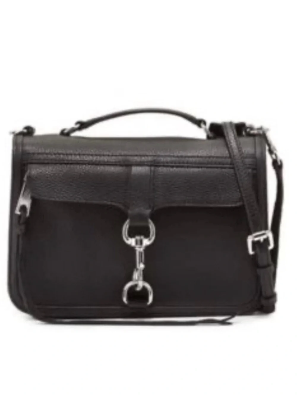 REBECCA MINKOFF Bowery Top Handle Leather Crossbody Bag Black Tailored Handbag