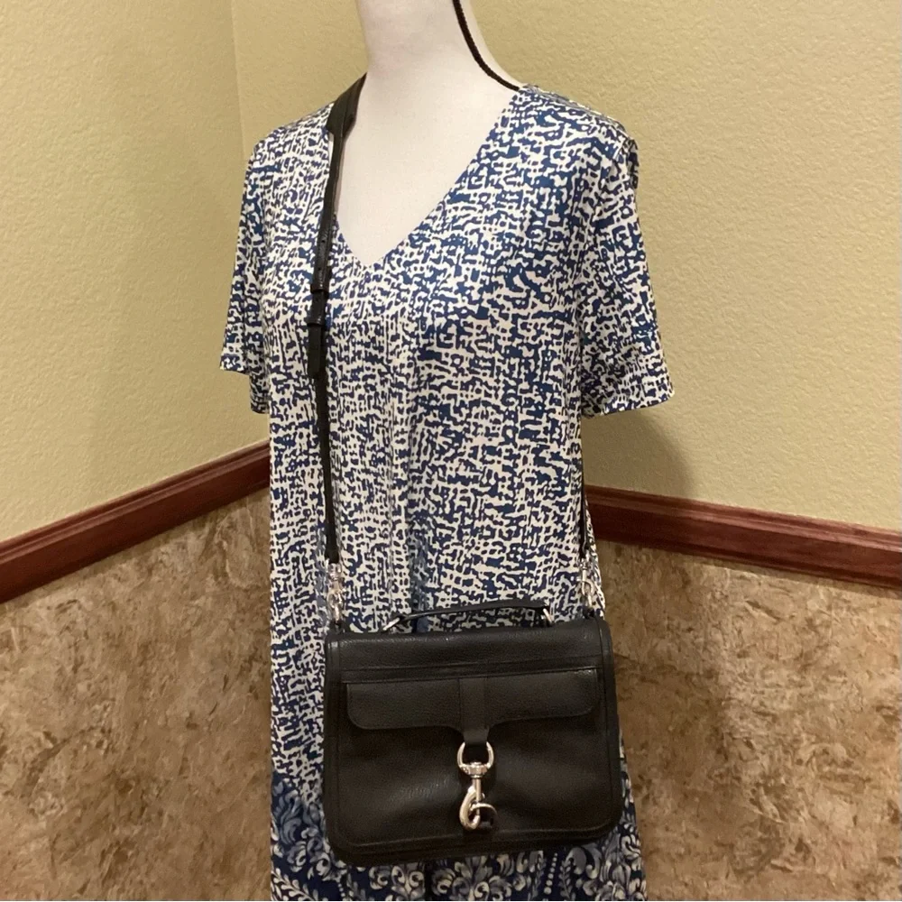 REBECCA MINKOFF Bowery Top Handle Leather Crossbody Bag Black Tailored Handbag