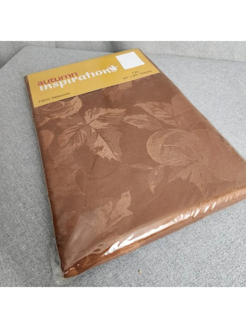 Autumn Inspirations Light Brown Fabric Tablecloth 1pc 60