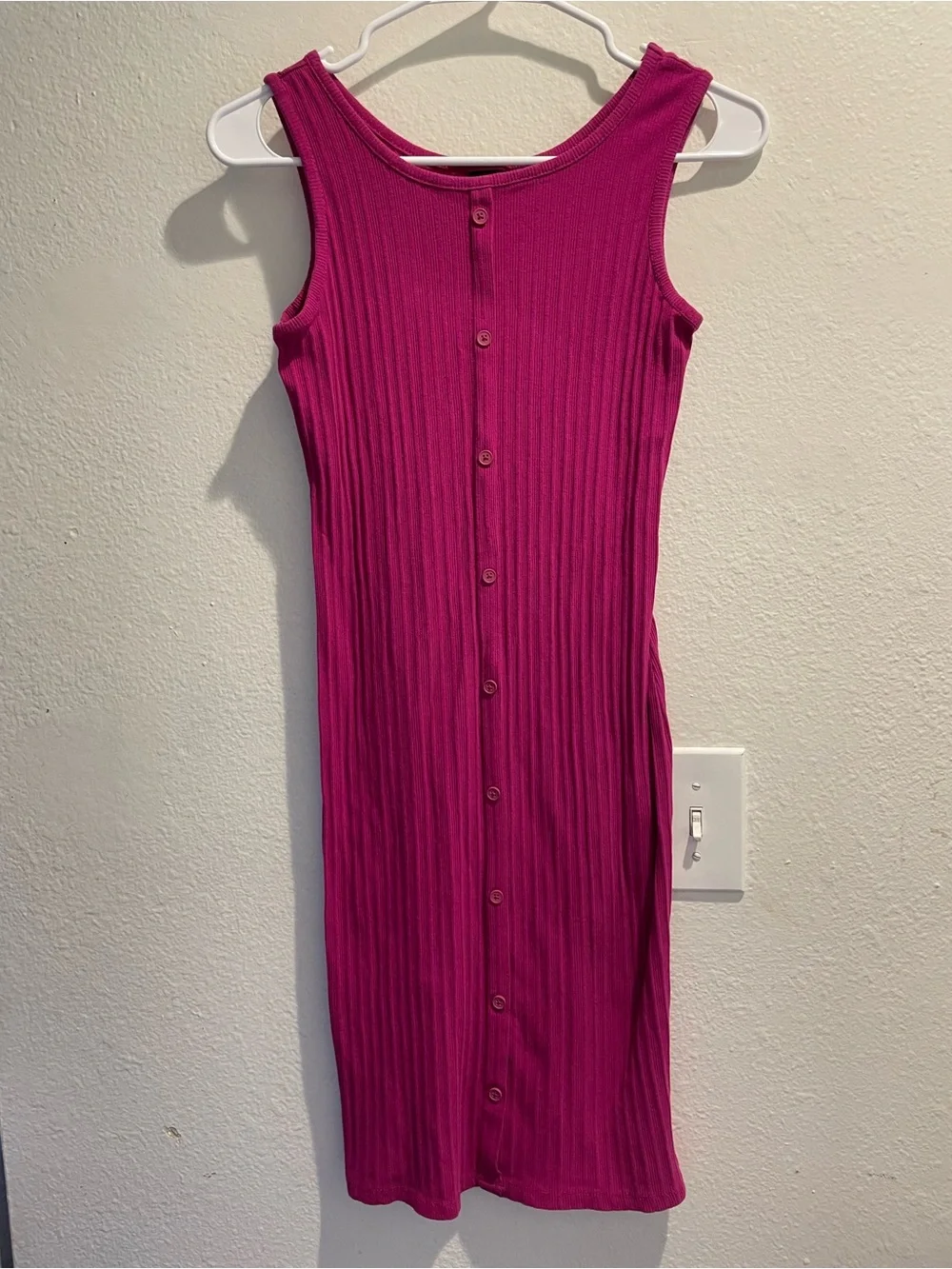 🌸Art Class Girls XL 14/16 Fuchsia Ribbed Button Tank Dress