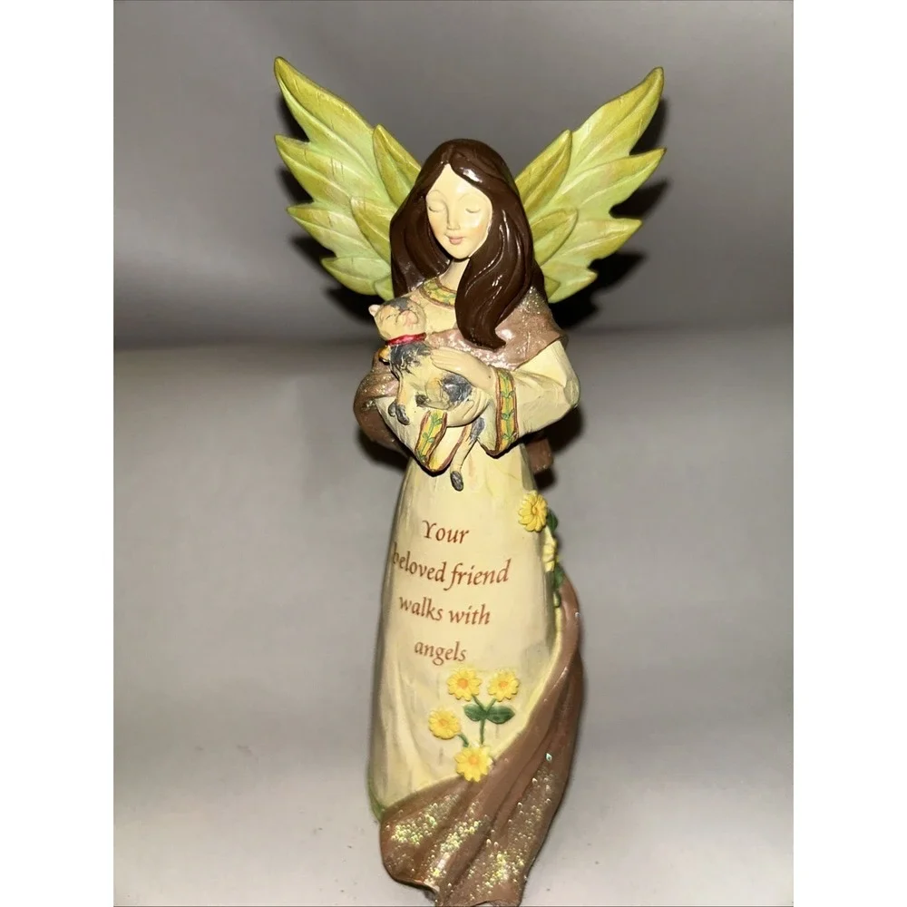 Russ Comforting Embrace Figurine 31430 YOUR BELOVED FRIEND WALKS WITH ANGELS Cat
