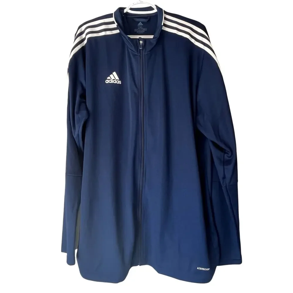 Adidas Men's Full Zip Navy Blue Sweatshirt Size 2XL