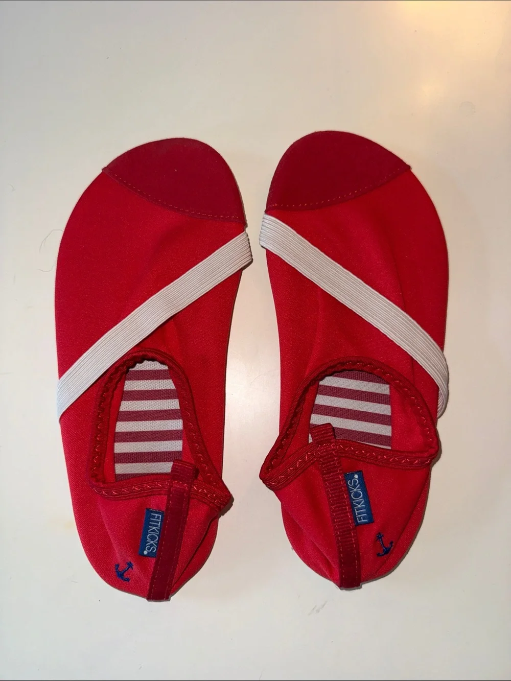 Kids Red Slip-On Water Shoes with White Strap