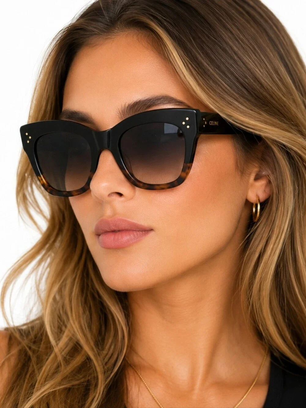 CELINE CL40004I Cat Eye Sunglasses Black Tortoise Gradient Lenses Italy Designer
