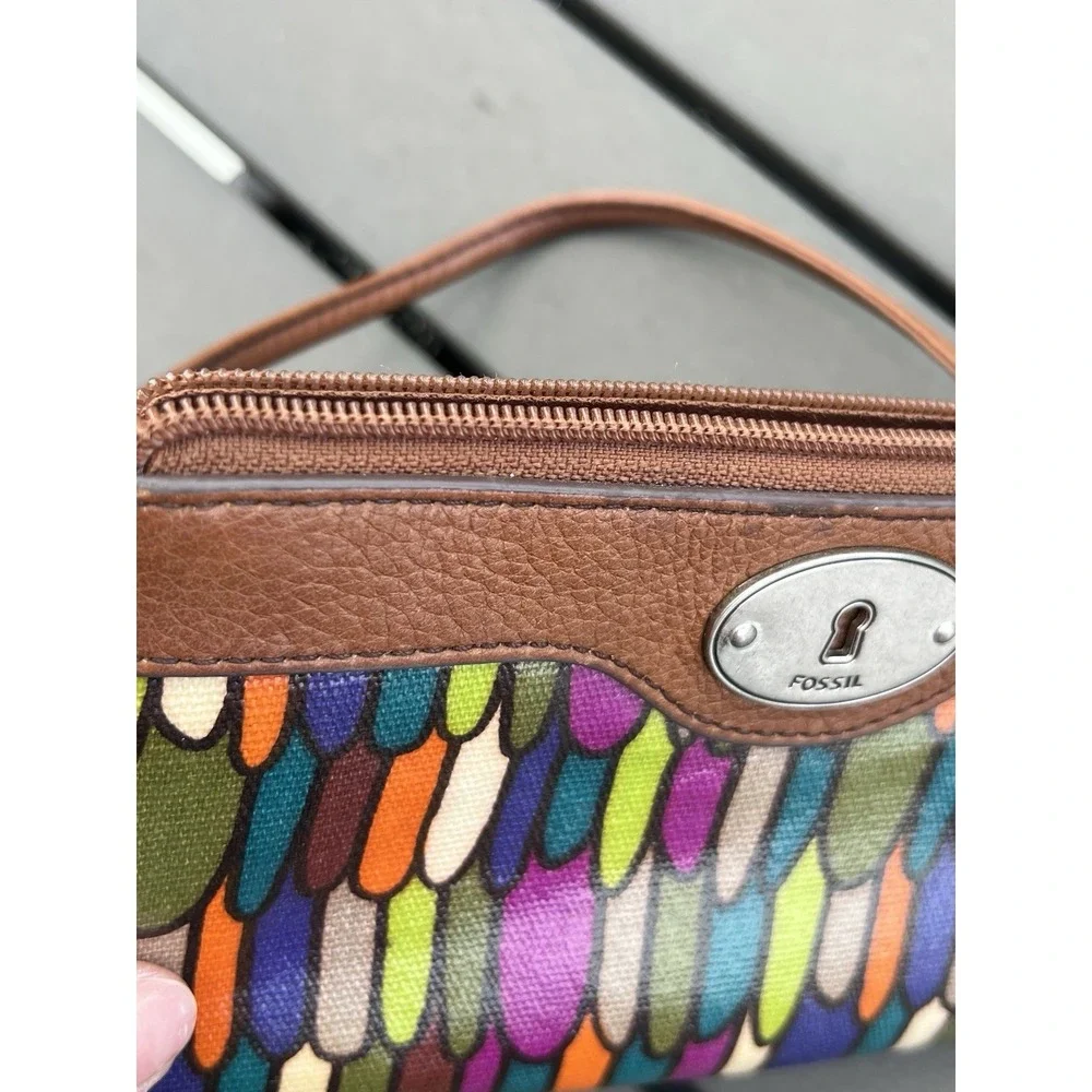 Fossil Wristlet Y2K Boho Retro Festival Colorful Everyday Geometric Wallet