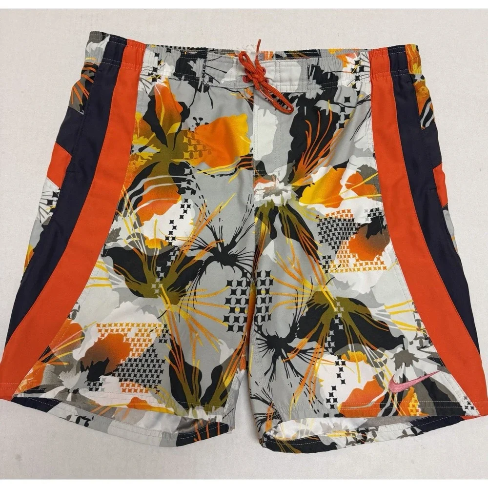 Nike swimwear swim‎ trunks shorts, orange grey unique pattern, men's medium