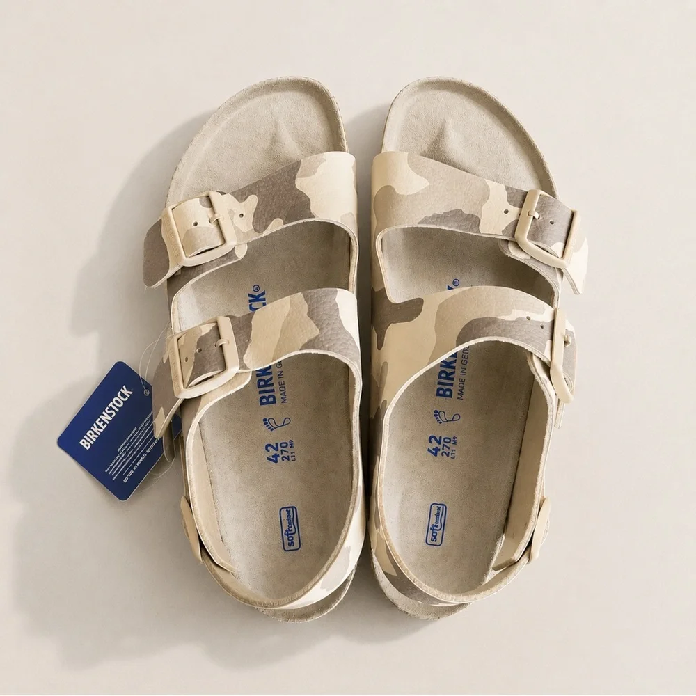 BIRKENSTOCK Milano Gray Taupe Camo Sandals Unisex